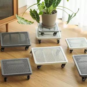 사각 화분 받침대 철제 이동식 대형 바퀴 트레이 달린 바퀴달린 홈가드닝 물받이 화분다이