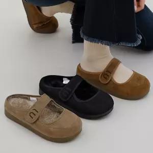 포근 퍼안감 큐티 메리제인 찍찍이 블로퍼 플랫슈즈2.5cm