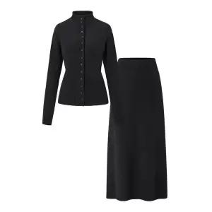 [탱커스]반목 니트 가디건 밴딩 스커트 셋업 (TX4OP012L0)