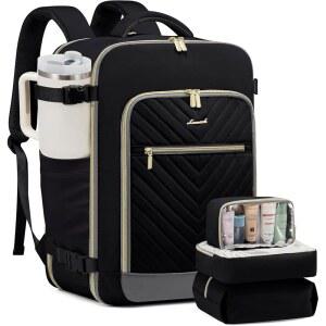 [미국배송] 여성용 LOVEVOOK 여행용 백팩 배낭 비행 승인 TSA 개인 물품 여행 가방 18인치 노트북 비즈니스 위켄더 오버나이트 데이팩 3개 포장 큐브 포함