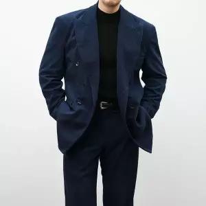 [osjarak]남자 겨울 하객룩 더블버튼 카라넥 코듀로이 수트 자켓_P412093199