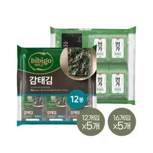 비비고 감태김 12봉 x5개+파래김 16봉 x5개 (총 140봉)