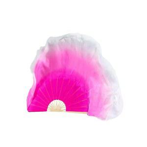 실크 댄스팬 팬베일 화이트블루 부채 무용 보라 너슬