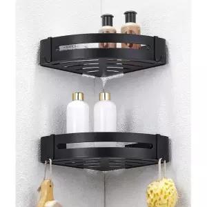 원룸 좁은 샤워실 벽틈 타공 알미늄 삼각수납장 코너선반 블랙 욕실정리 틈새트레이