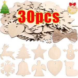 DIY 나무 크리스마스 볼 장식 페인팅 블랭크 우드 슬라이스 오너먼트 크리스마스 트리 걸이 펜던트 공예 홈 데코 장식품 태그