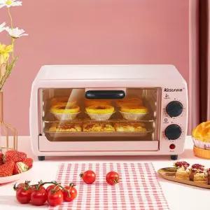 미니 차박 전기 오븐 베이킹 소형 레트로 캠핑 무회전 9L 핑크 쿠키