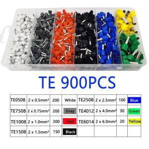 320/900PCS 박스형 TE 관형 이중 와이어 터미널, 절연 전기 코드 끝 압착 단자 커넥터,
