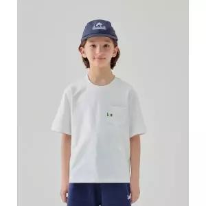 매장정품 LEE KIDS 스탠다드핏 포켓 로고 자수 반팔티 화이트 LK2502ST03WH 202141