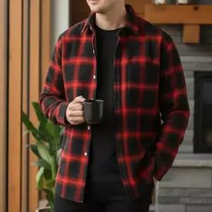 남성기모셔츠 체크무늬 남방 겨울 방한셔츠 빅사이즈