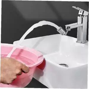 회전 수도꼭지 연장 호스 양치 세면 화장실 싱크대 물받이 설거지 청소 편리 다방향