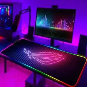 장마우스패드 장패드 ROG 쿨 RGB 마우스패드 게임 e-스포츠 사무실 가정용 미끄럼방지 베이스 데스크 패드