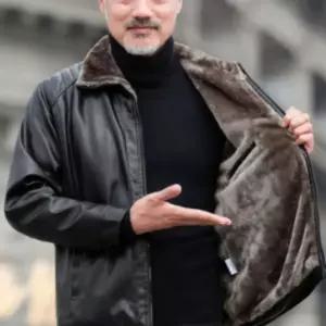 남자 가죽 자켓 레더 하이넥 융털 무스탕 재킷 점퍼