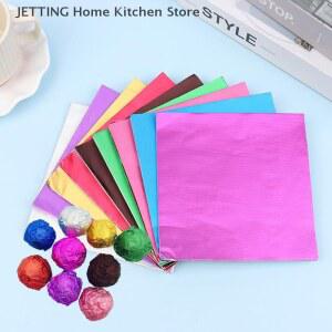 DS 8L 100PCS 웨딩 15X15CM 초콜릿 시트 패키지 종이 포장지 파티 포장 알루미늄 호일