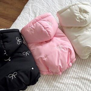 패션 리본 자수 강아지 코트 스타 시 다운 재킷 비숑 프리제 겨울 따뜻한 후드 코트 두꺼운 애완동물 액세서리