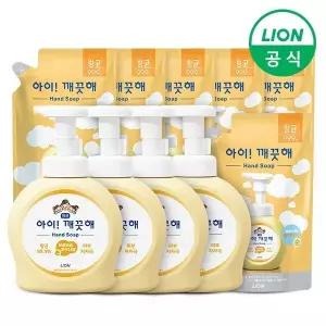 [아이깨끗해] 490ml 용기 4개+450ml 파우치 리필 6개 어린이 공공기관 병원 핸드워시 손세정제
