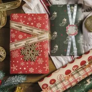 크리스마스 레트로 포장지 6장세트