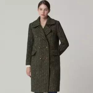 [르오트(LeOT)] 울 브리티시 헤링본 체크 더블 롱코트