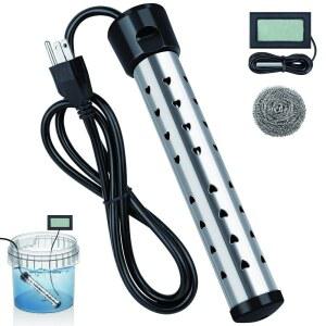 락줌 침지 온수기 2000W 휴대용 버킷 히터 스테인리스 스틸 가드 스캘딩 방지 풀 히터 욕조, 캠핑, 휴대용 온수기가 몇 분 만에 5갤런의 물을 가열합니다