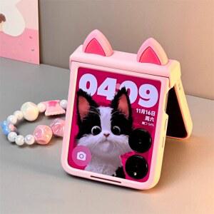 일본 한국 귀여운 핑크 캔디 팔찌 힌지 보호 케이스 삼성 Z 플립 7/6/5/4/3 모토로라 레이저 60 40 50 울트라 커버