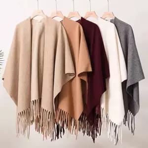 클래식 캐시미어 태슬 숄 판쵸 코트 케이프 망토 담요 겨울아우터