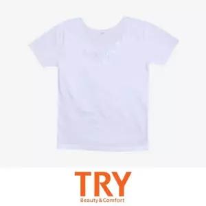 (트라이)면100 넥라인 레이스 여성 반팔 런닝 zmF4+8mvG