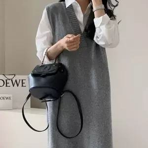 [골드스마일]루즈핏 롱 레이어드 브이넥 니트 조끼 그레이 가을 겨울