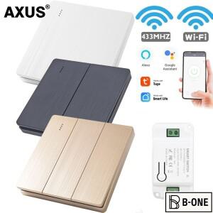 AXUS Tuya 벽 스마트 WiFi 푸시 버튼 스위치 RF 433Mhz 전등 무선 원격 컨트롤러 릴레이 모듈 Google 홈 Al