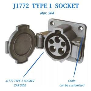 Duosida-SAE J1772  1 인렛 소켓 커넥터 50A AC 1m UL/TUV 케이블 단상 레벨 2 차량 충전 암