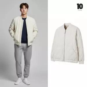 [백화점 출고] 탑텐 패딩 남자 에어테크 퀼팅 점퍼 아이보리 오버핏 숏 자켓