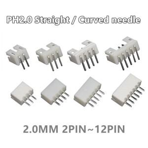 100 개/몫 JST PH2.0 직선/곡선 바늘 커넥터 2Pin ~ 16Pin 수 핀 헤더 직각 90 ° /180 2.0mm 피치
