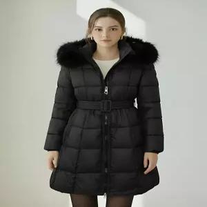 [에이샵][에이샵] 벨티드 퍼후드 롱 퀼팅 패딩_ASPD012W25