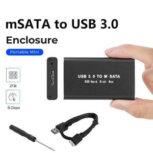 MSATA-USB 3.0 SSD 케이스 인클로저 미니 소형 호환 SATA USB 어댑터 외장 솔리드 스테이트 디스크 박스 PC