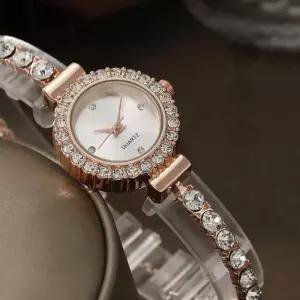화이트 크리스탈 여성 손목 시계 슬라이드 데일리 고급 쥬얼리 워치