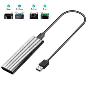 M2 SSD 케이스 NVME 인클로저 M.2-NVME PCIE M/B 키 2230/2242/2260/2280 RTL9210B 듀얼 프로토콜용 USB 3.