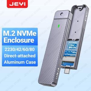 JEYI 직접 부착 M.2 NVMe 인클로저 USB-C 플러그 3.2 10Gbps 인라인 알루미늄 2242 2280 SSD 케이스 자석