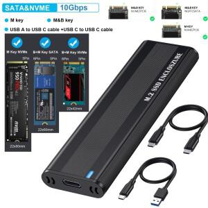 6/10Gbps M2 SSD 케이스 NVME/NGFF 인클로저 SATA 듀얼 프로토콜 M.2-USB  C 3.1 어댑터(NVME PCIE NGFF 박