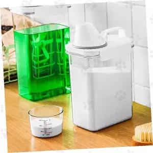 세제통 분말 소분용기 밀폐 보관함 투명 손잡이 주방 세탁실 수납 정리함