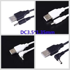 DC 전원 플러그 USB 3.5x1.35mm/DC 흰색 검정색 L 모양 직각 잭으로 변환 코드 커넥터 케이블