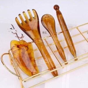 괄사 마사지기 바디 얼굴마사지기 보드 지압 승모근괄사 1개 도자기 케이스 갈사 화이트