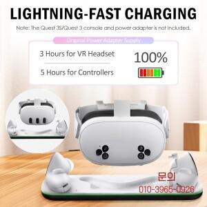 메이트 퀘스트 3/3S VR용 충전 도크 메타 퀘스트3용 스탠드 충전 스테이션은 타입-C 케이블 충전식 배터리