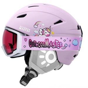 아웃도어마스터 아노아 키즈 스키 헬멧 및 고글 세트 - 스키 고글이 장착된 스노보드 헬멧 - 내구성이 뛰어난 PC 쉘, 충격 흡수 EPS 코어 및 조절 가능한 핏 - 소년, 소녀 및 청소년용 인증 스노우 헬멧