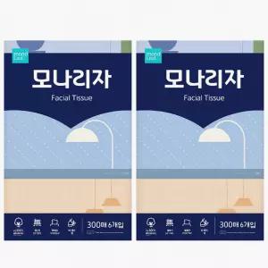 모나리자 미용티슈 300매 6입 2개 총12개 각티슈