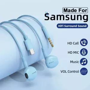 갤럭시 S24 S23 S21 S22 울트라 A53 A52 A34 A54 USB C 유선 이어폰 3.5mm 잭 Ea 이어 버드 헤드셋 용 C