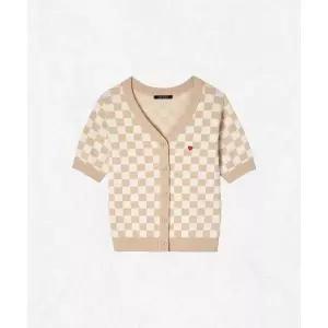 [게스] GUESS 여성 체커보드 반팔 가디건 ON2S5712 2510281