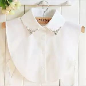 진주 큐빅 넥케이프 페이크카라 블라우스 이너카라 레이어드