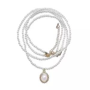 [골드스마일]여자 진주 더블 레이어드 팬던트 목걸이 진주팬던트목걸이