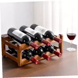 [골드스마일]와인 보관대 원목 두단 수평 와인랙 대나무 와인병 진열 선반