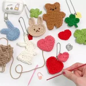 [골드스마일]아동 에어팟 파우치 코바늘 뜨개질 키링 만들기 16개입