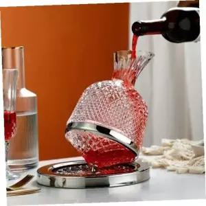 [골드스마일]회전형 크리스털 와인 디켄터 유리 보관 용기 스월링 실버