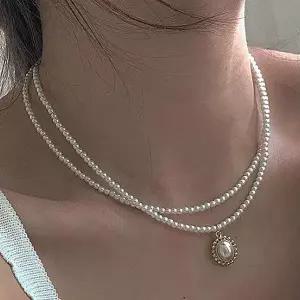 [골드스마일]여성 더블 진주 팬던트 레이어드 신상 목걸이 진주팬던트목걸이
